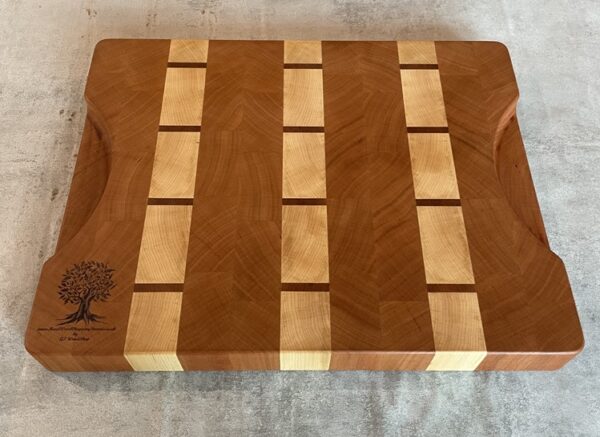 Cherry, Maple And Sapele End Grain Chopping Board - Image 6