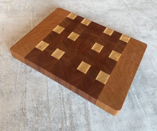 Cherry, Sapele And White Oak End Grain Chopping Board