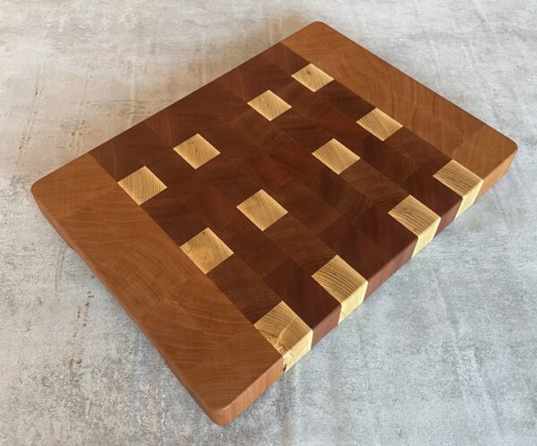 Cherry, Sapele And White Oak End Grain Chopping Board - Image 4