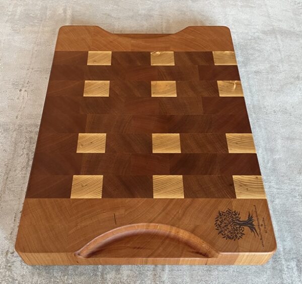 Cherry, Sapele And White Oak End Grain Chopping Board - Image 8