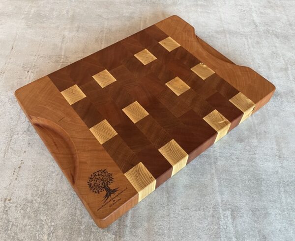 Cherry, Sapele And White Oak End Grain Chopping Board - Image 9